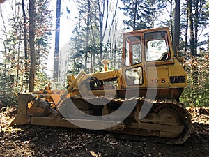 Old Construction Machine. Vintage construction Machine. Old Bulldozer.