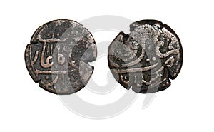 Old Copper Coin from India showing Hijri Year 1198