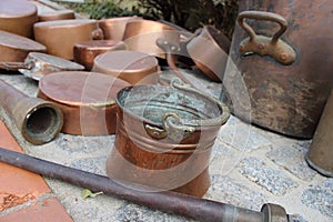 Old copper pot for water