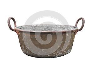 Old copper washtub isolated