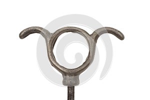 Old corkscrew on white background