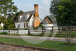 Old cottage and garden in Williamsburg Virginia photo