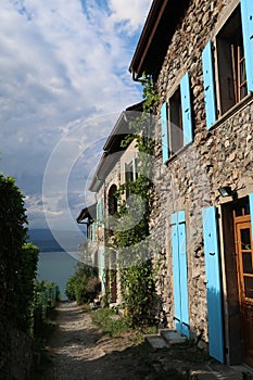 Old cottages in Yvoire at Lac Leman, France