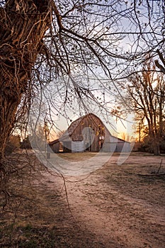 Old Country Barn at Sunset