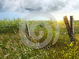 Old country fence on the prairies