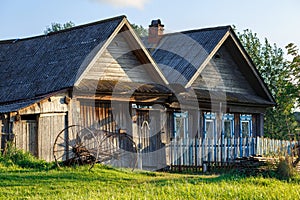 Old country house in summer. Village of Visim, Sverdlovsk region, Russia