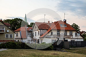 Old countryside small city house on a overcast day