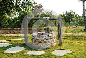 Old countryside water well.