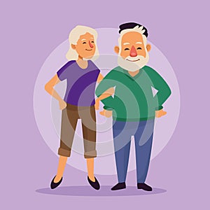 Old couple active seniors characters