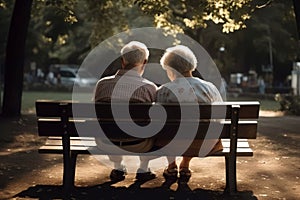 Old couple on bench. Generate Ai