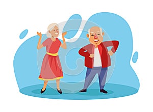 Old couple dancing active seniors characters