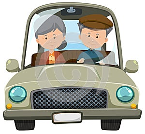 An Old Couple Driving a Car