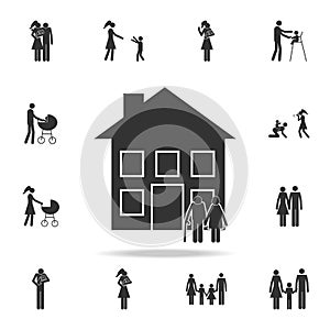 old couple in front of the house icon. Detailed set of family icons. Premium graphic design. One of the collection icons for websi