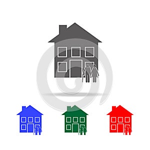old couple in front of the house icon. Elements of human family life in multi colored icons. Premium quality graphic design icon.