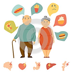 Old couple obesity infographic