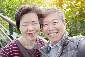 Old couple selfie happily