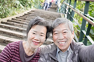 Old couple selfie happily