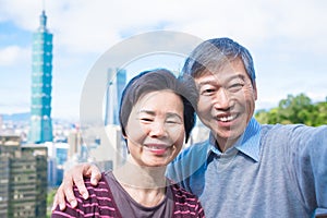 Old couple selfie in taipei