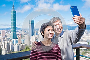 Old couple selfie in taipei