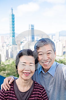 Old couple selfie in taipei