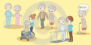 Old couple sick and exercise