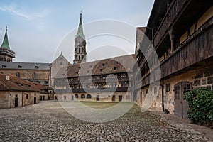 Old Court Alte Hofhaltung with Bamberg Cathedral Tower - Bamberg, Bavaria, Germany