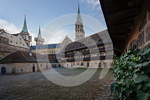 Old Court Alte Hofhaltung with Bamberg Cathedral Tower - Bamberg, Bavaria, Germany