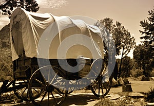 Old covered wagon