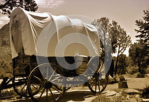 Old covered wagon