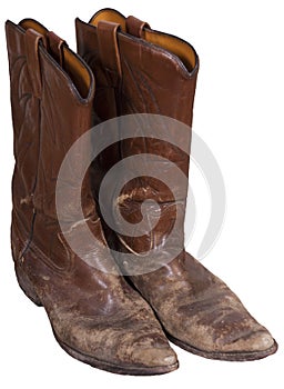 Old Cowboy Boots, Western Wear, Isolated on White