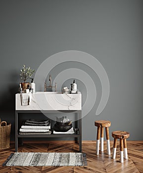 Old cozy bathroom interior background