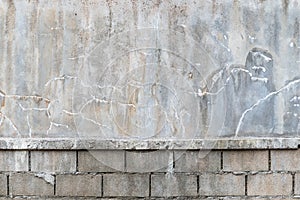 Old crack concrete wall. Dirty cement brick wall texture and background