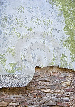 Old cracked brick wall background.