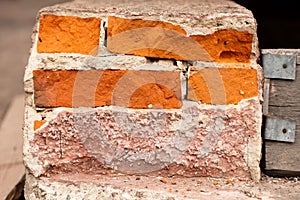 Old cracked brick wall background, pattern design element