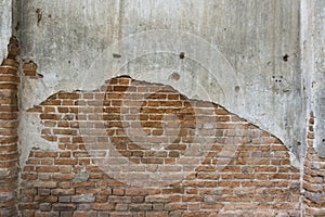 Old cracked concrete brick wall, grunge background