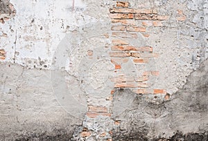 Old cracked concrete vintage brick wall background, Textured background