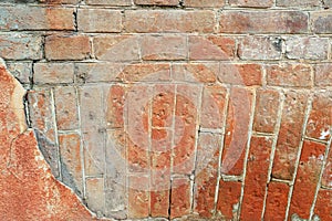 Old cracked concrete vintage circular masonry brick wall background, Texture terracotta pattern