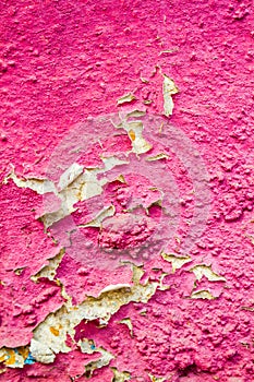 Old Cracked Mudbrick Wall with Peeled Pink Plaster