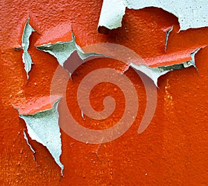 Old cracked orange paint background texture wall