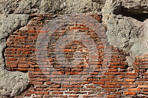 Old cracked red bricks wall texture