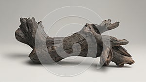 Old cracked tree trunk on white background