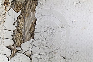 Old cracked white wall broken