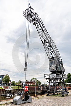 Old crane in the harbour of Stade, Germany