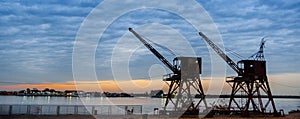 Old cranes in disabled port in AsunciÃ³n - Paraguay