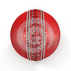 Old Cricket Ball on white. 3D illustration