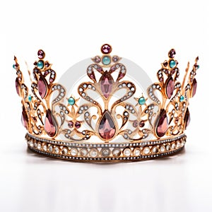 Elegant Golden Crown With Gemstones 3d Illustration