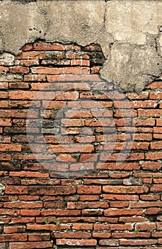 Old crumbling brick wall vertical background