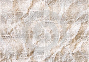 Old crumpled newspaper texture background