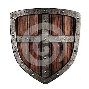 Old crusader wooden shield illustration isolated