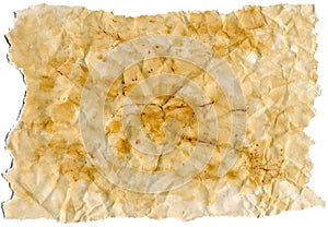 Old crushed isolated paper with stain